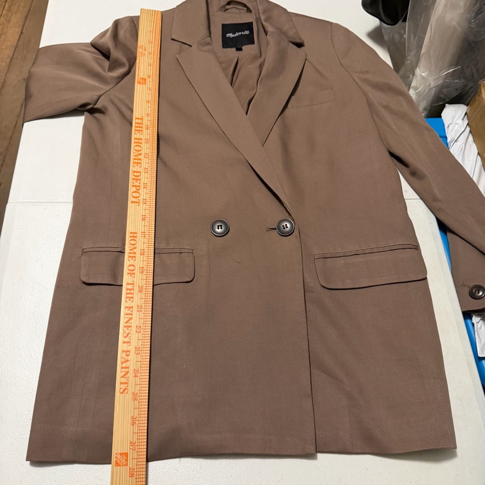 Madewell Drapeweave Caldwell Double Breasted Blazer Castle Rock Brown XS - Picture 8 of 9